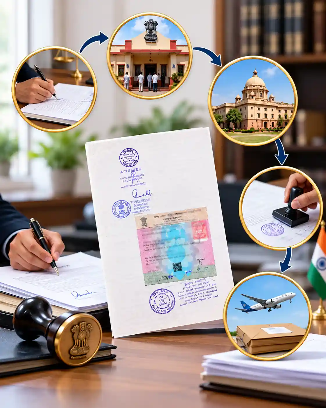 Affidavit Apostille Process showing notarisation, verification and MEA apostille steps