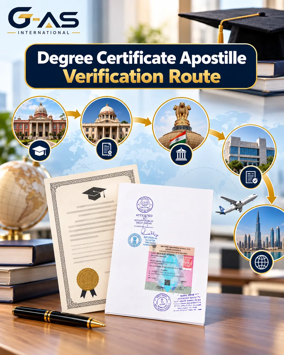 Degree Certificate Apostille Verification Route with state verification and MEA apostille stages