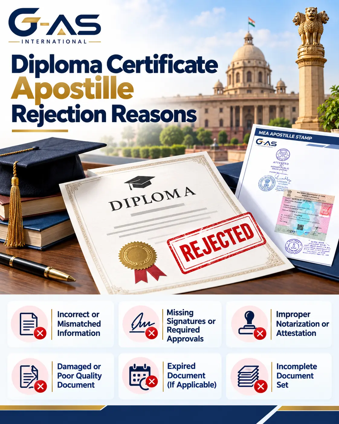 Diploma Certificate Apostille Rejection Reasons and common document verification errors