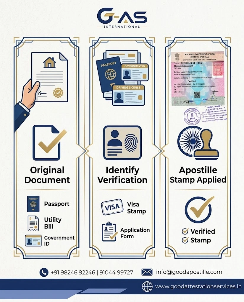 Domicile Certificate Apostille Documents Required checklist with certificate and passport copy