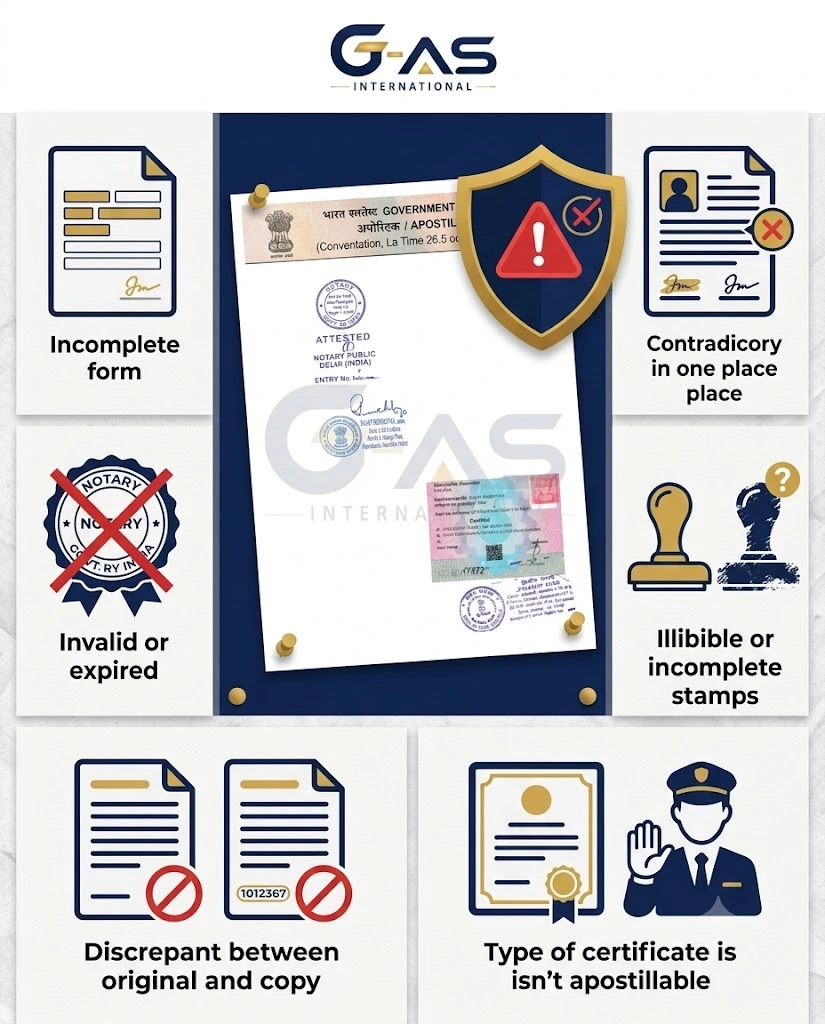 Domicile Certificate Apostille Rejection Reasons and document verification errors