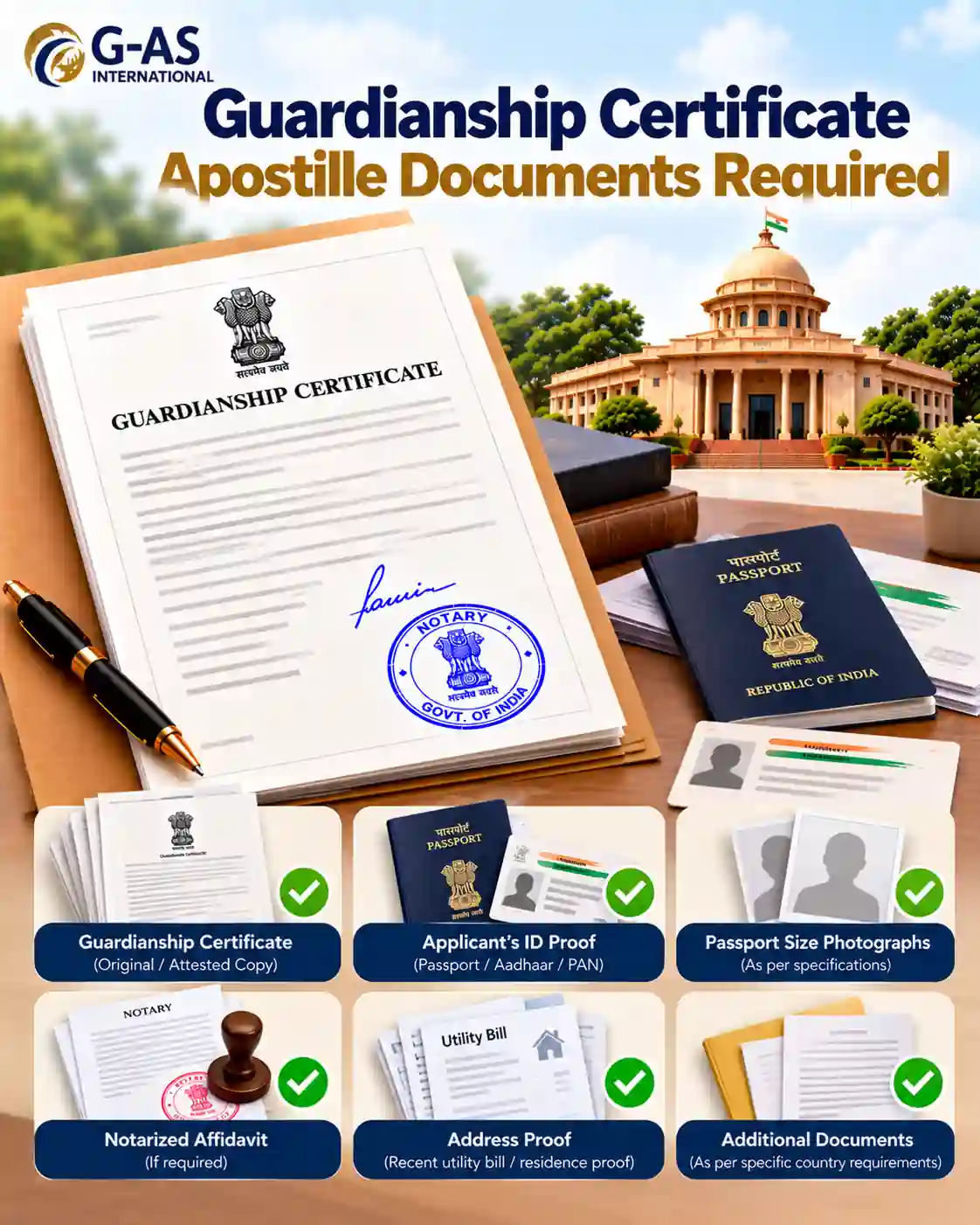 Guardianship Certificate Apostille Documents Required checklist for Indian documents