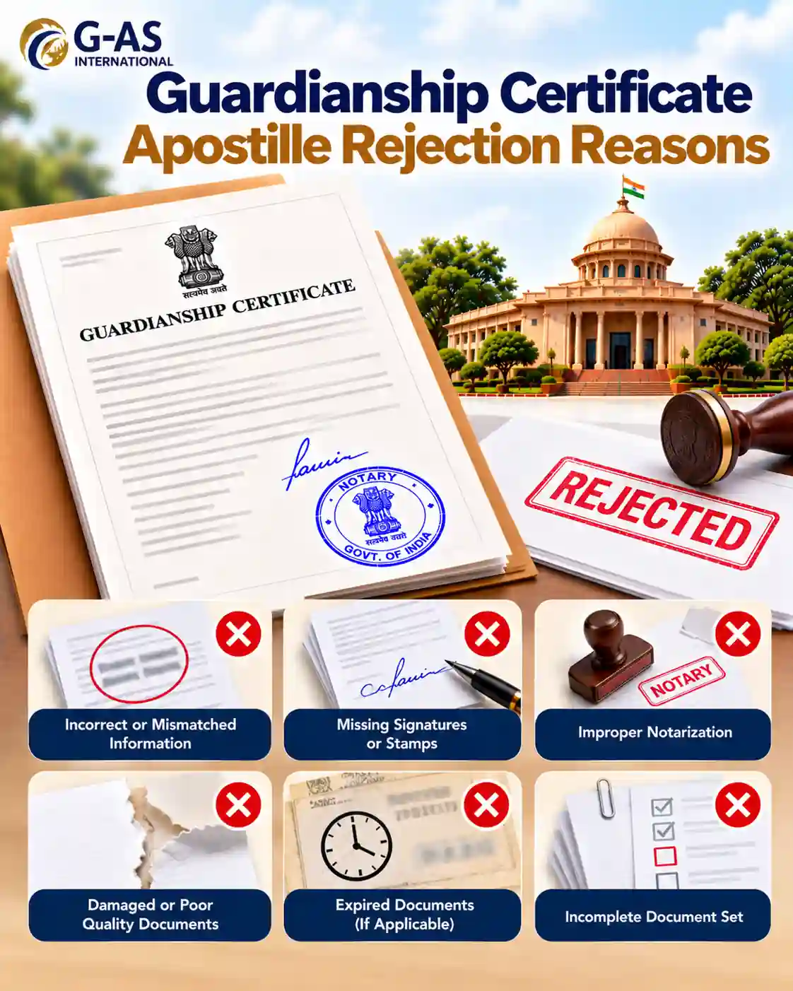 Guardianship Certificate Apostille Rejection Reasons and document verification issues