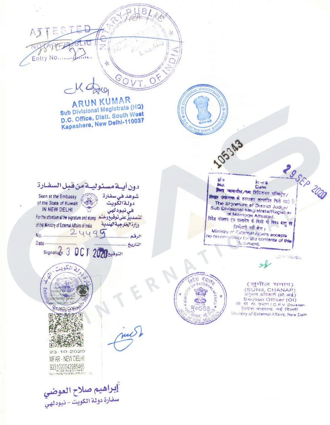 Kuwait Embassy Attestation for Indian Personal, Educational and Commercial Documents