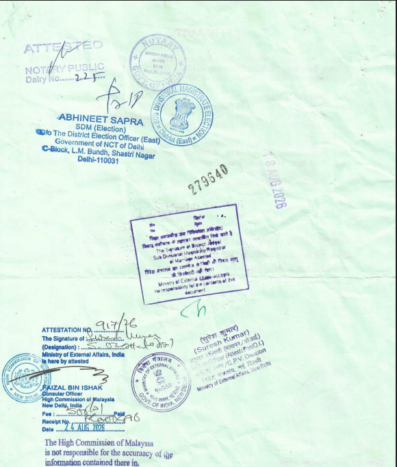 Malaysia Embassy Attestation for Indian Documents