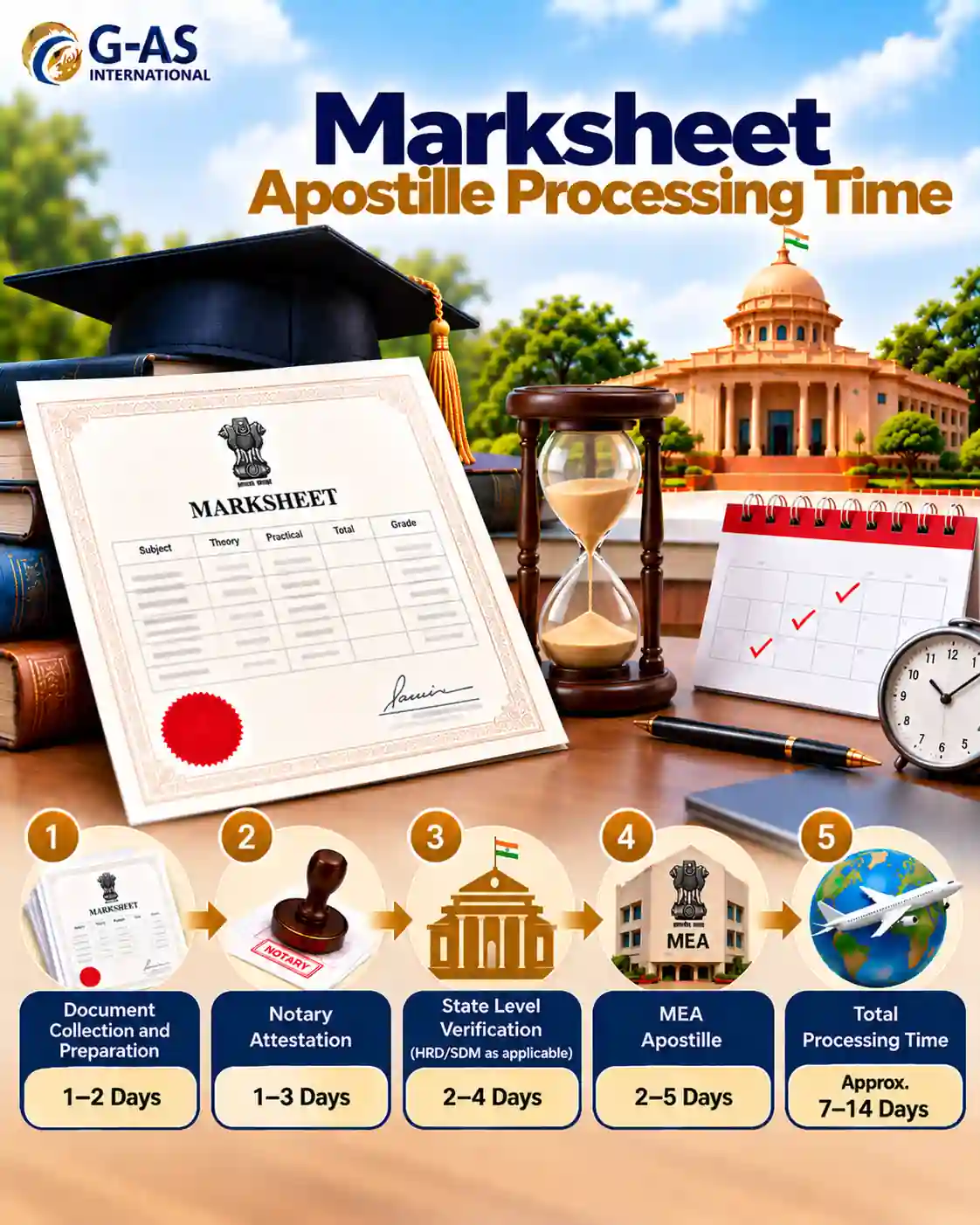 Marksheet Apostille Processing Time in India and key timeline stages
