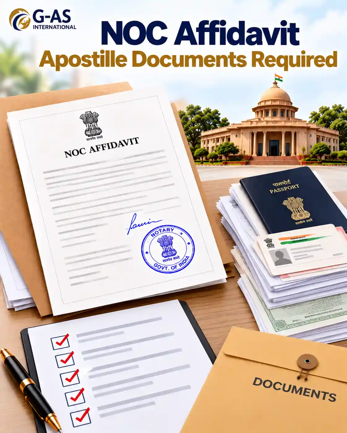 NOC Affidavit Apostille Documents Required checklist for preparing supporting papers