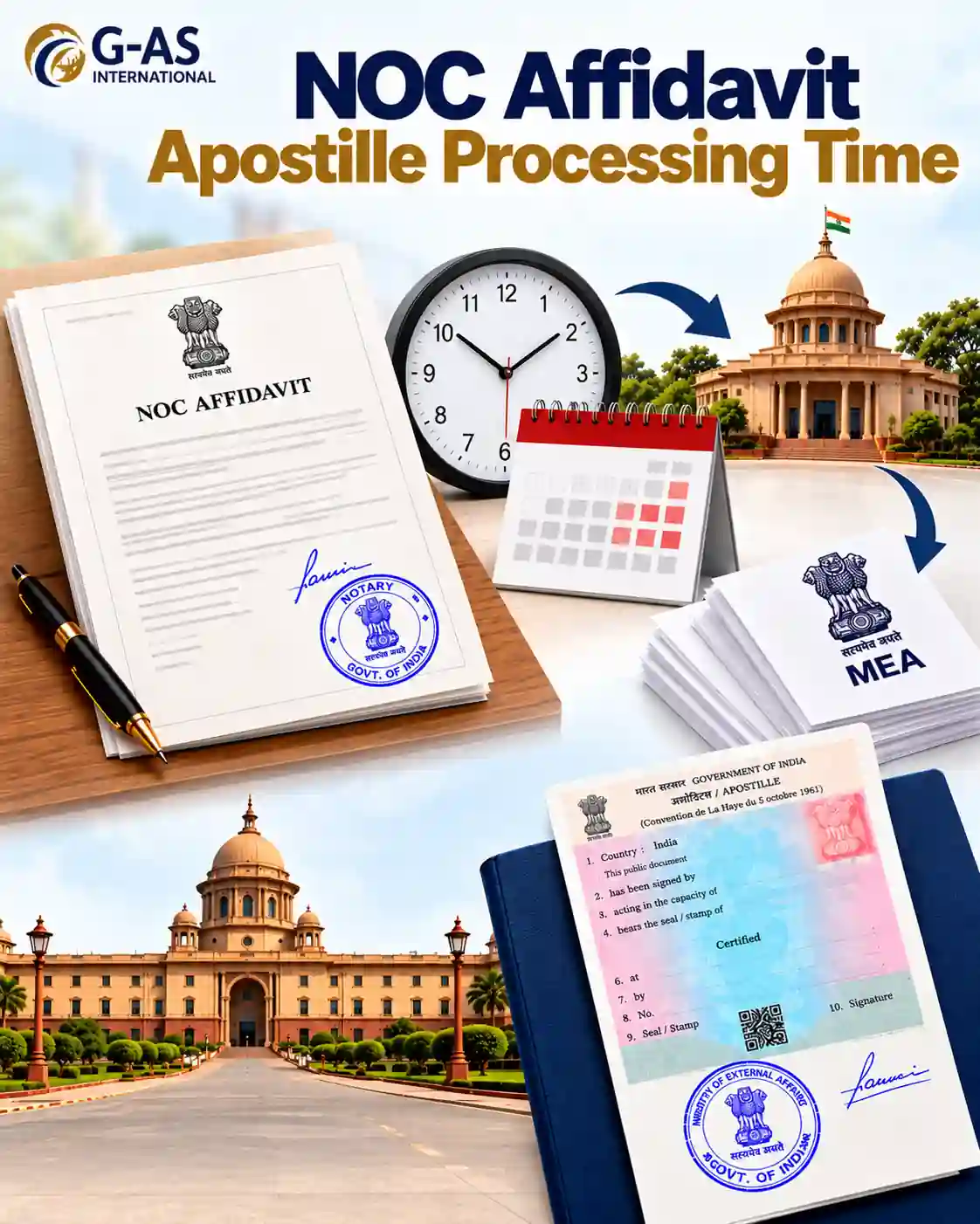 NOC Affidavit Apostille Processing Time explained through verification and timeline stages