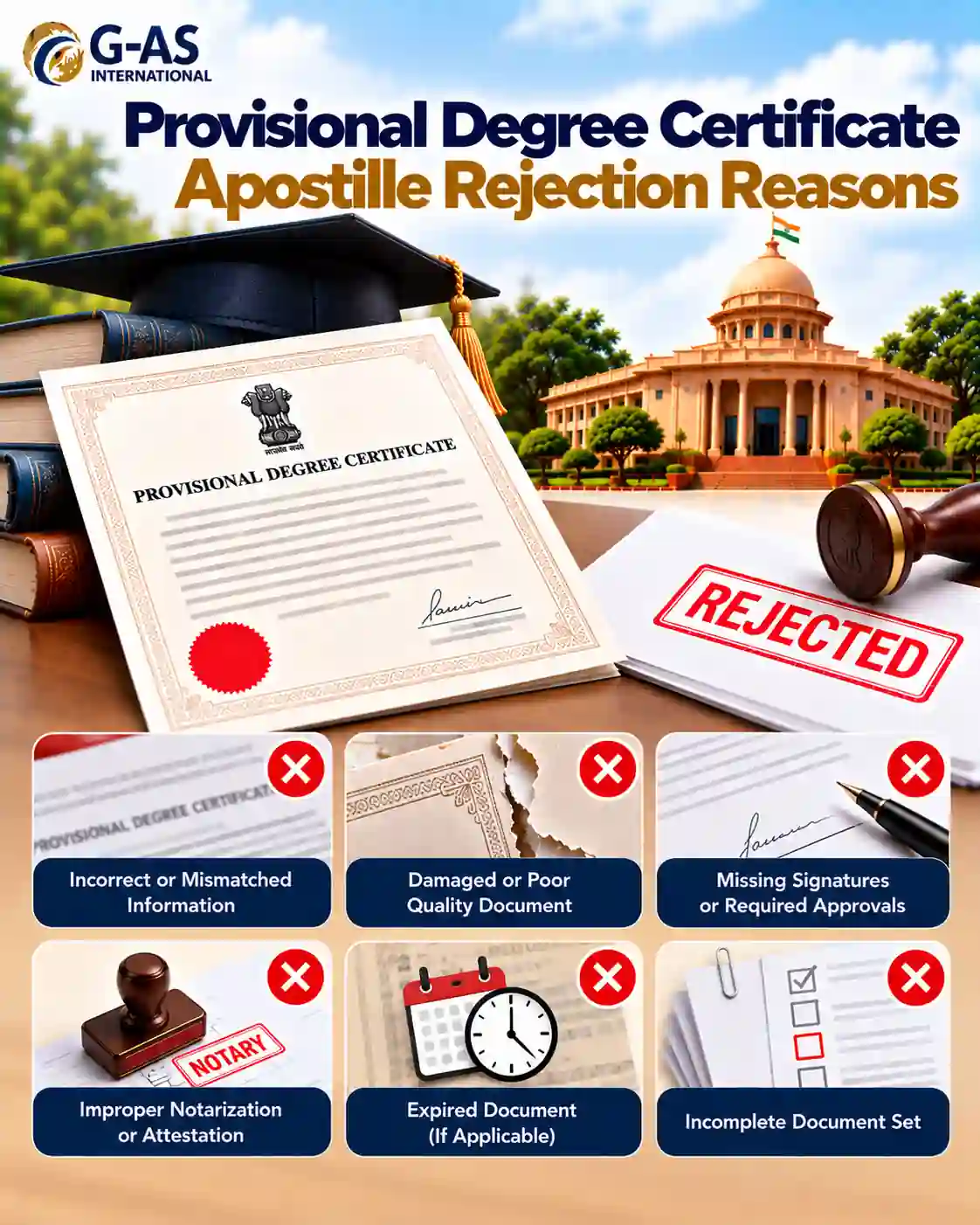 Provisional Degree Certificate Apostille Rejection Reasons and document verification issues