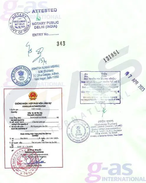 Vietnam Embassy Attestation for Indian Documents