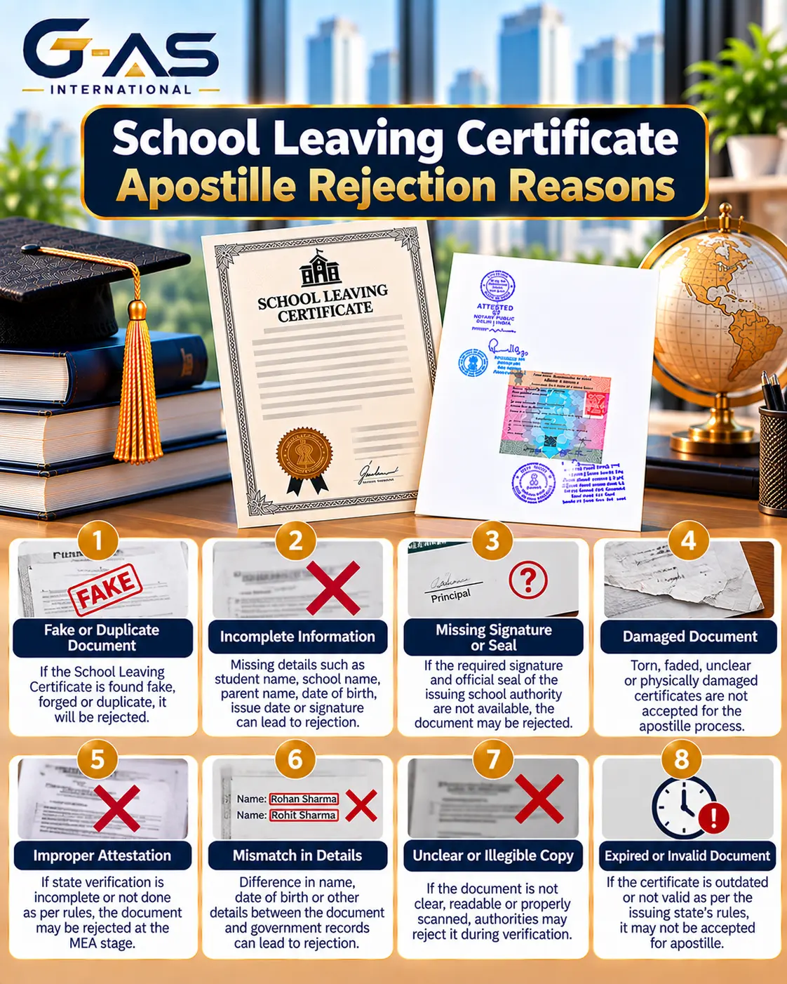 Bonafide Certificate Apostille Rejection Reasons including document errors and verification problems