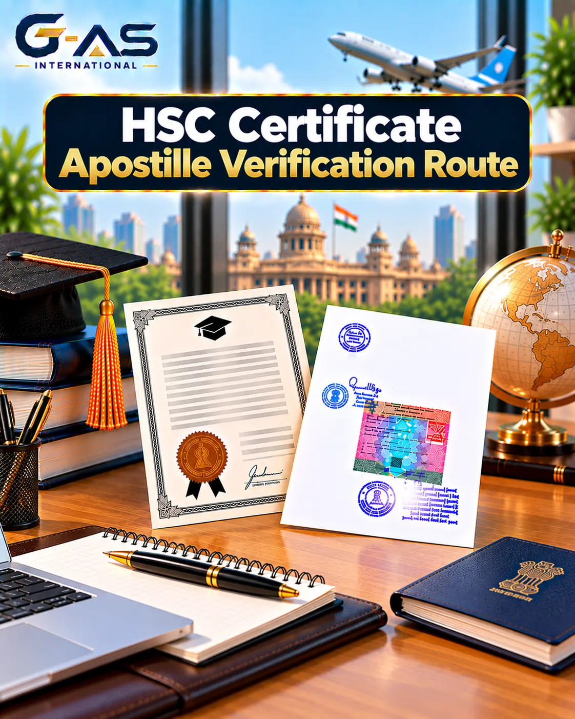 HSC Certificate Apostille Verification Route showing board verification, state authentication and MEA apostille