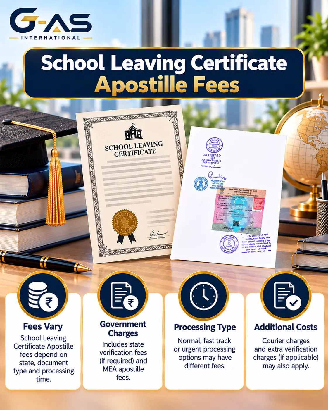School Leaving Certificate Apostille Fees and cost factors in India