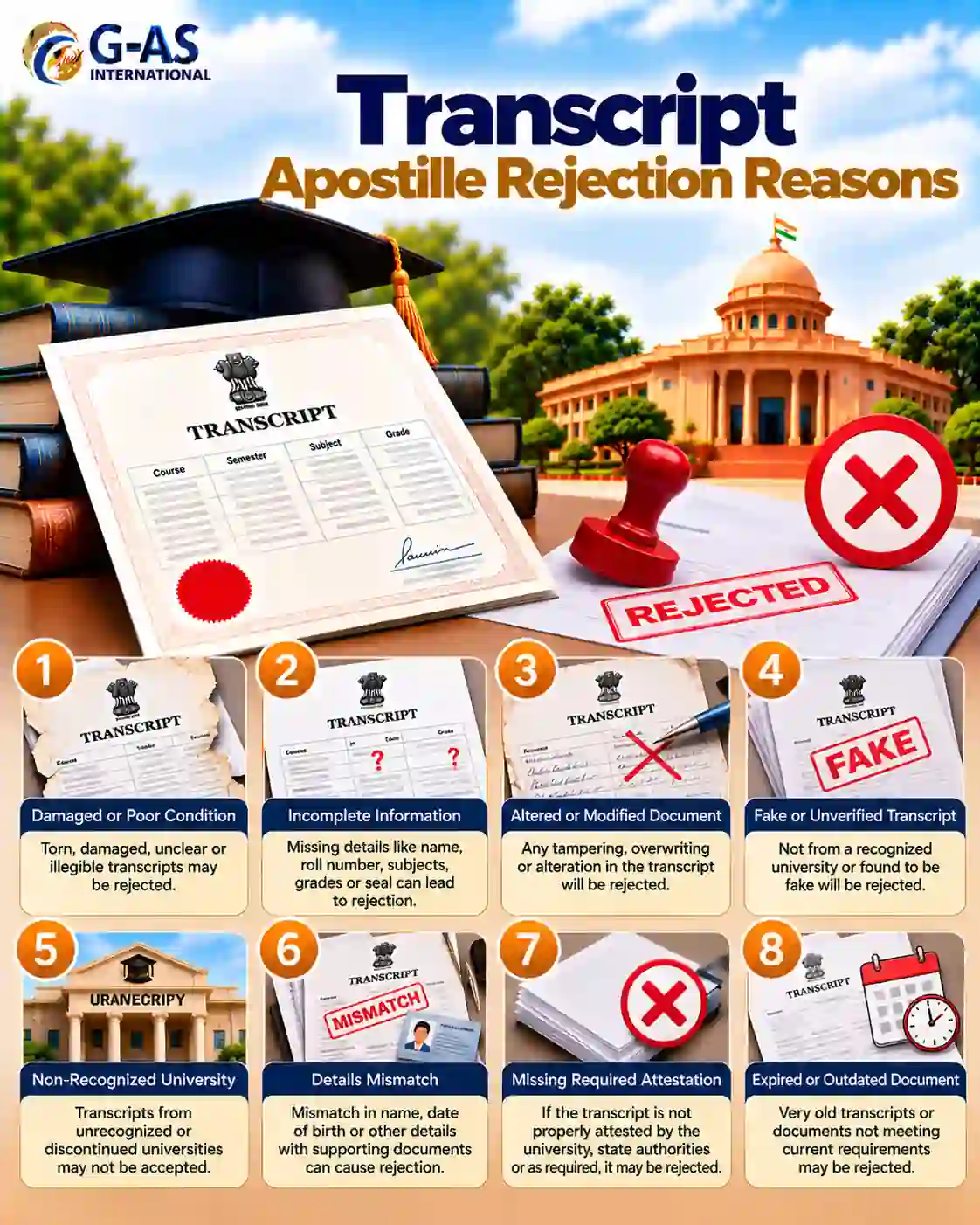 Transfer Certificate Apostille Rejection Reasons and common document errors